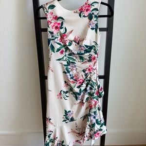 Eliza J White Floral Midi Dress